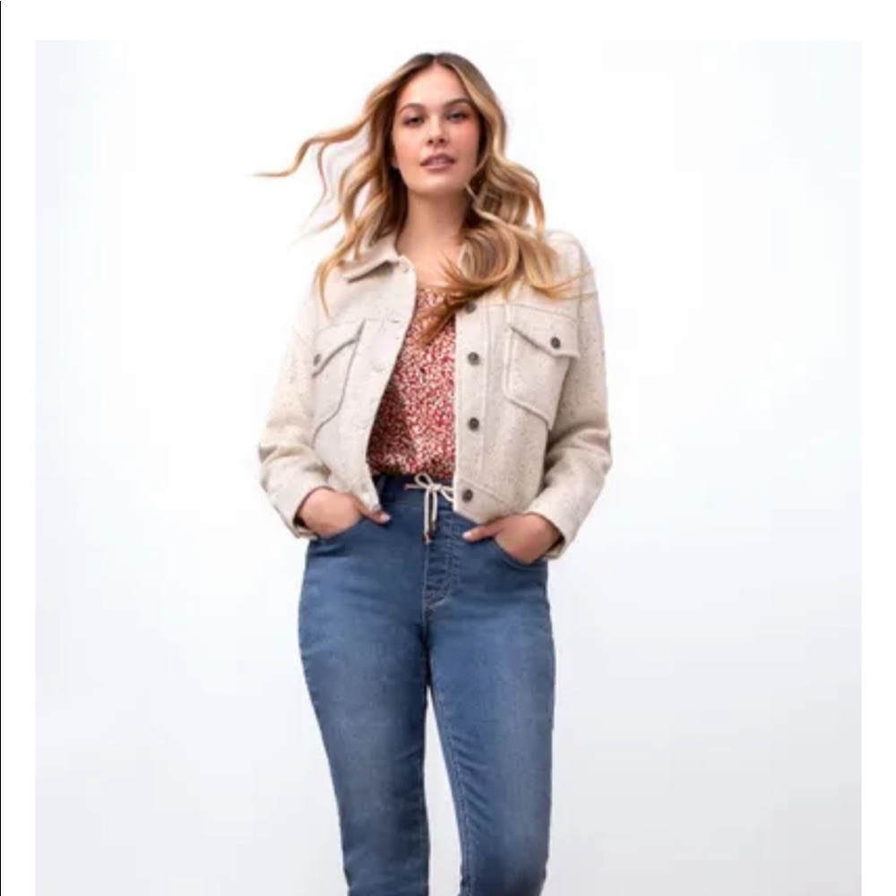 TRIBAL Jeans oversized boiled wool jacket with pockets